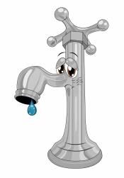 Cartoon water faucet with dripping nose